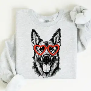 German Shepherd, Puppy Love, Valentine's Day Dog Lover Sweatshirt, Valentine's Day, Crewneck, Long Sleeves, Sweater, Cute, Adorable, Dog Lover, Pet Sweatshirt