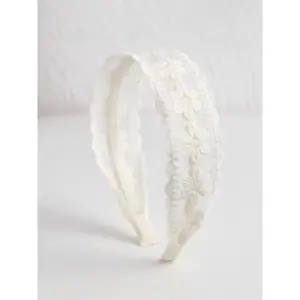 Women's Elegant Floral Embroidered Lace Headband, Vintage Wide Hairband, Fashionable Hair Accessories for Women & Girls