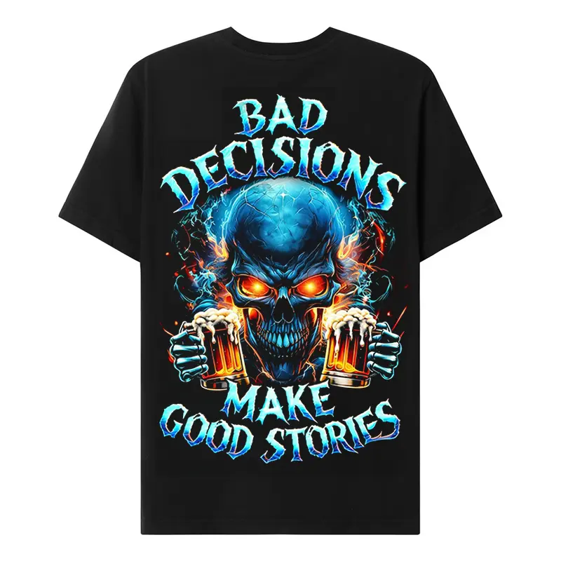 Chaosmoda Generation X Bad Decisions Make Good Stories Custom Year Skull T-shirt