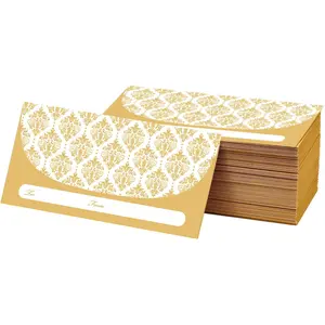 100 Pack Gold Money Envelopes for Cash Gifts (7X3 Inch), Fancy Decorative Design Money Holder for Christmas, Birthday, Graduations, Weddings, Small Money Saving Envelopes, Bulk Value Pack XXINMOH