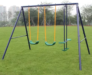 DONEXT Metal Swing Set with Glider, Kids Outdoor Play Set, Sturdy Steel Frame, Durable Weather-Resistant Construction, Easy Assembly, Safe & Comfortable, 124"x74"x73" Outdoor Playground Equipment, Outdoor Play Sets