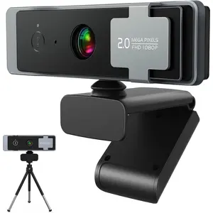 1080P Webcam for PC,  Camera with  Cover & Tripod, Dual Noise-Cancelling Microphones, Ideal for Zoom, Skype, Video Calls & Conferences