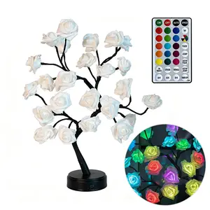 LED Rose Tree Lamp, USB Powered Romantic Flower Night Light, Soft Glow Decorative Light for Bedroom, Living Room, Party, Wedding, Valentine’s Day,artificial flowers for outside