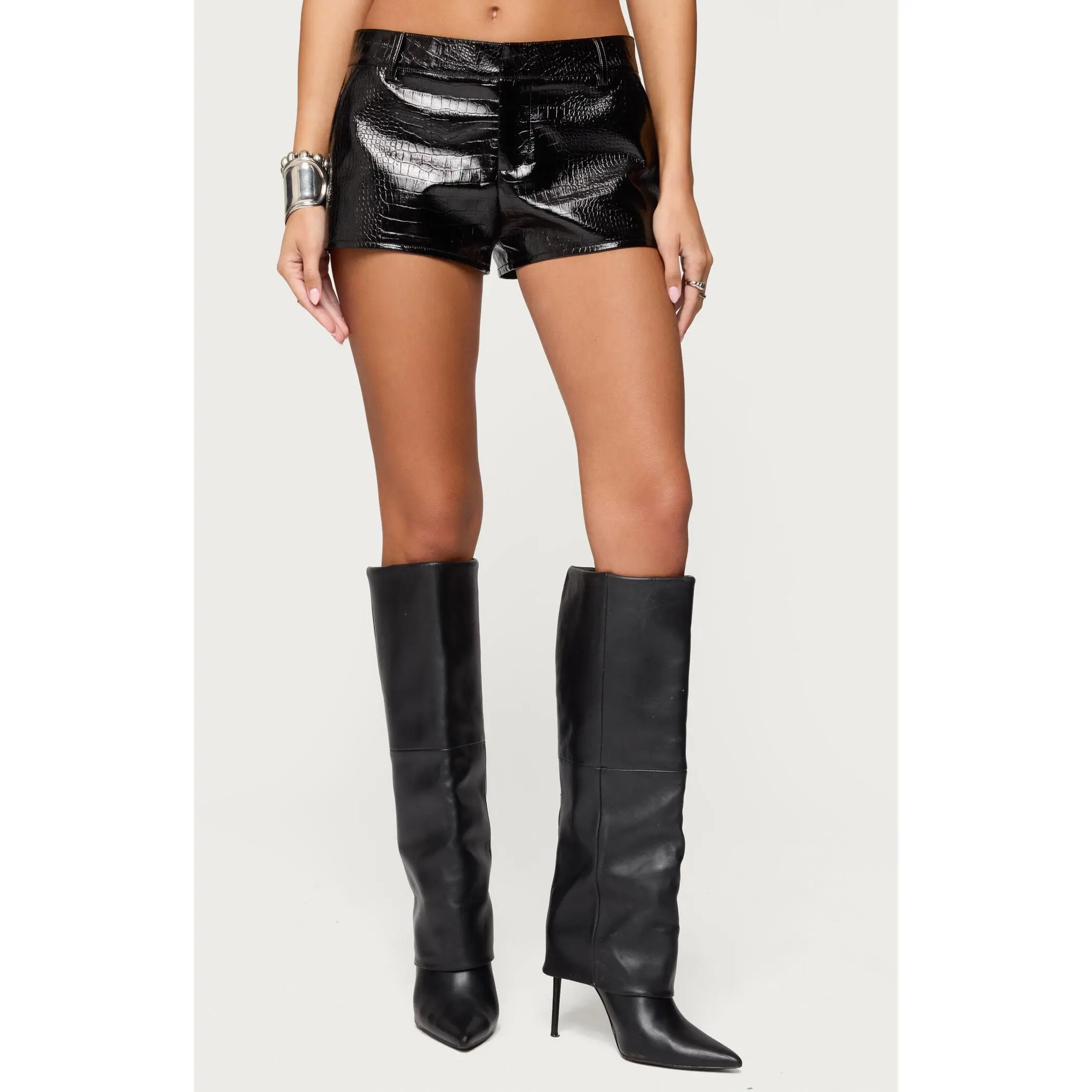 Edikted Women's Matilde Faux Crocodile Leather Shorts