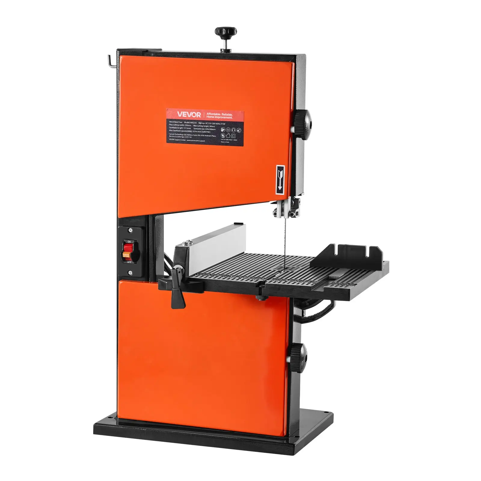 【Summerfinds】VEVOR 9-Inch Woodworking Benchtop Band Saw Tools, 0.5HP/373W Motor, 3.5-Inch Max Cutting Height for Cutting Wood, 11.8x11.8 in Cast Aluminum Table, 0-45° Tilting Range, 60 in & 0.25 in/6.35 mm Saw Blades Compatible, with Miter Gauge & Fence