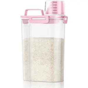 TBMax Rice Storage Container 5 Lbs, Small Airtight Dry Food Container for Flour Cereal Pasta Kitchen Pantry Organization -Red