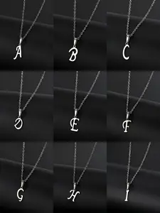 Minimalist Stainless Steel Alphabet Necklace Pendants set, Unisex Design, 26 Letters, Initial Letter Necklace, Durable & Stylish Jewelry for Men and Women