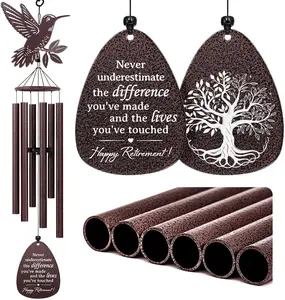 Retirement Gifts for Women Men - Best 37'' Retirement Wind Chime, Farewell Going Away Goodbye Gifts for Coworkers, Teacher, Boss, Nurse, Veterans Hummingbird Wind Chime Large Size