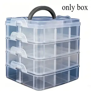 1pc 4-Layer 24-Compartment Transparent Storage Box with Lid and Handle, Ideal for Sorting Screws Nuts Bolts, Organize Small Parts Efficiently