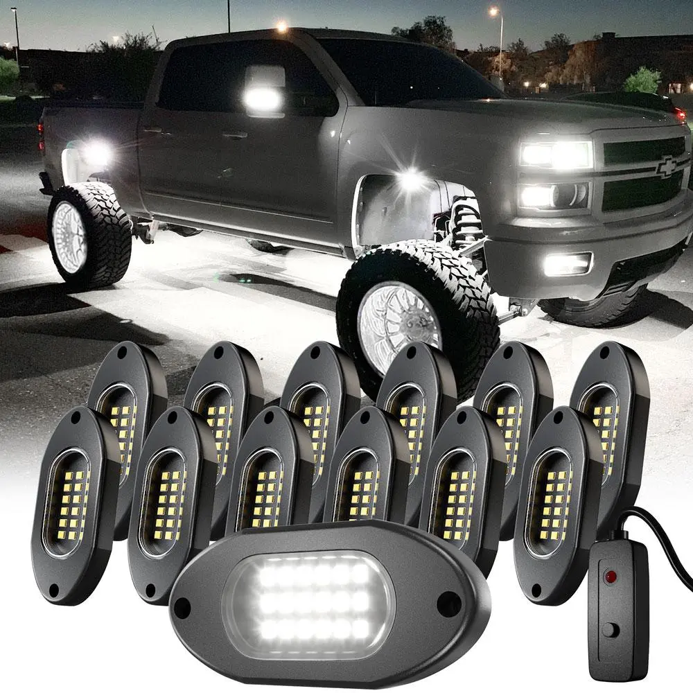 6000k Light Underglow Lamp Kit, 4/6/8/12 Pack with On-Off Switch, RGB LED Rock Crawler Lights, LED Side Light, Car Ambient Lighting, Car Atmosphere Lamp, Car Light Set for Trucks, Cars, Suvs, Atvs, Utvs, Car Light Embellishments