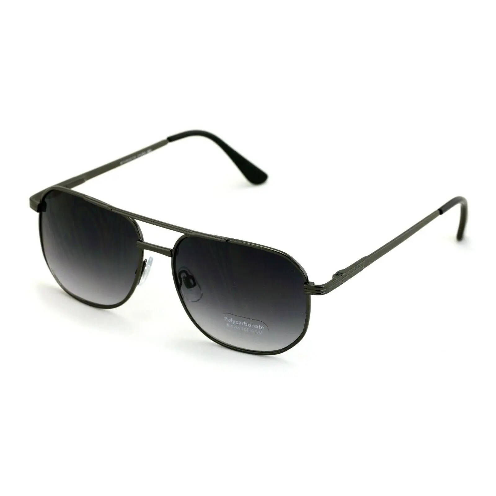 Metal Aviator Sunglasses - Gradient Lens Spring Hinge Square - Gold Black Brown