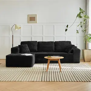 Fareforth Cream Style Chaise Lounge 104" minimalist custom sofa, comfortable soft living room luxury modular couch with corduroy fabric, free combination design.