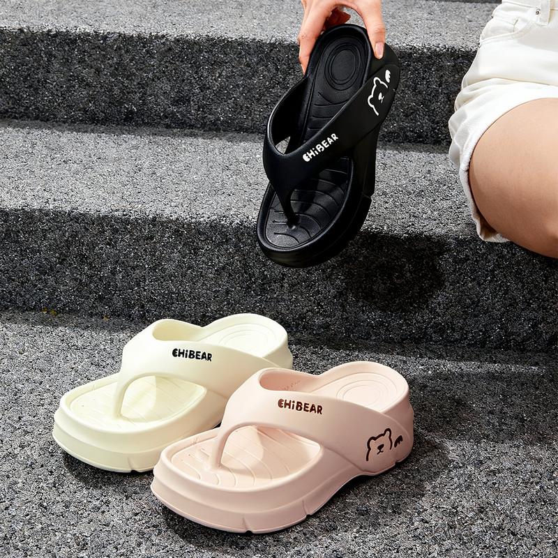 GRIP&GO Women's Fashion Height Increasing Flip Flops with Cute Bear Pattern EVA Material Comfortable Breathable Non-slip Sandals for Beach Home & Outdoor Use GRIP&GO Women's Fashion Height Increasing Flip Flops with Cute Bear Pattern EVA Material Comfortable Breathable Non-slip Sandals for Beach Home & Outdoor Use