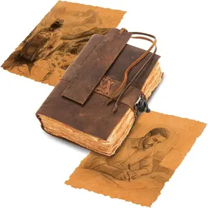 Pocket Companion Vintage Journal - Creative Leather Sketchbook, Classic Old Style - Versatile Leather Notebook for Writing, Drawing, Sketching, Multi-use Rustic & Vintage Notebook (Small)