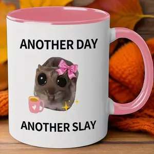 1pc Coffee Mug in 7 Colors, Friend Gift Another Day, Another Slay" Sad Hamster Meme 11oz Ceramic Coffee Mug11oz