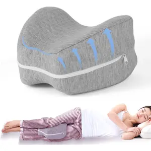 Memory Foam Knee Pillow for Side Sleepers Soothing Relief for Back, Hips, Knees, Joints, Nerves and Muscle Discomfort (Grey, Small)