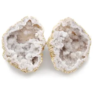 1 Pair Large Geodes Natural Agate Healing Crystal Cluster Raw Stone Home Decor Ornaments Gemstone Specimen