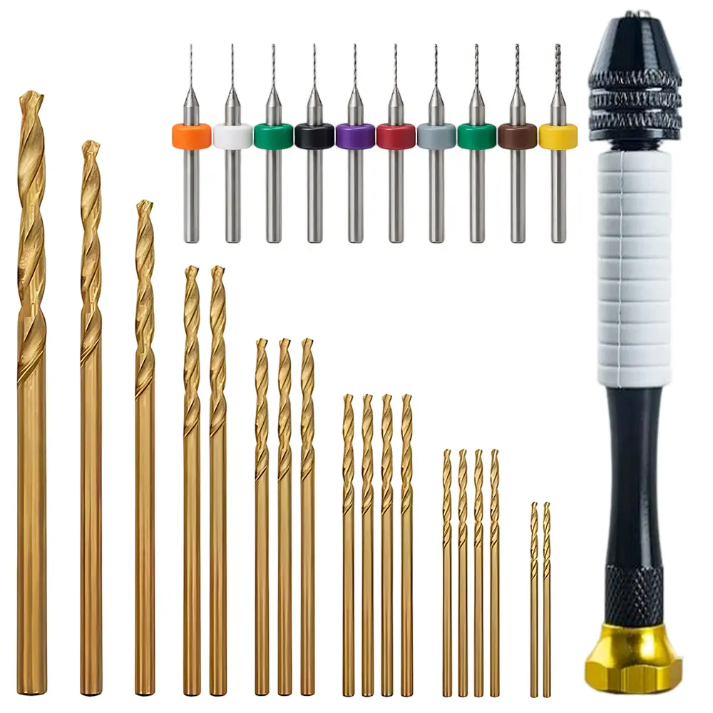 21-Piece Eco-Friendly Crafting Precision Pin Vise Hand Drill Set with 10 PCB Micro Drill Bits (1.2mm, 2.0mm) – Mini Manual Drilling Tool Kit for Resin, DIY Jewelry Making, Small Wood Carving Projects