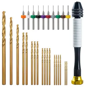 29Pcs Precision Pin Vise Hand Drill Set, Micro Twist Drill Bits Manual Drilling Tool Kit, Mini Rotary Accessories for PCB, Resin, Polymer Clay, Bead, DIY Jewelry Crafting, Model Making & Small Wood Carving Projects