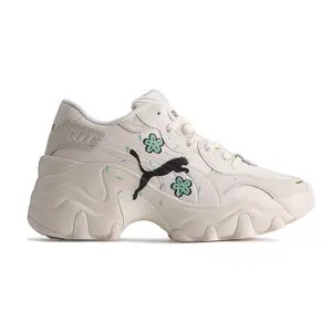 PUMA Womens Pulsar Cat Logo Graphic Lace Up Sneakers Shoes Casual - Off White