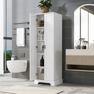 ARCH Storage Cabinet with Two Doors for Bathroom, Office, Adjustable Shelf, MDF Board, White  (Old Sku:N725P181207K/WF302824AAK)