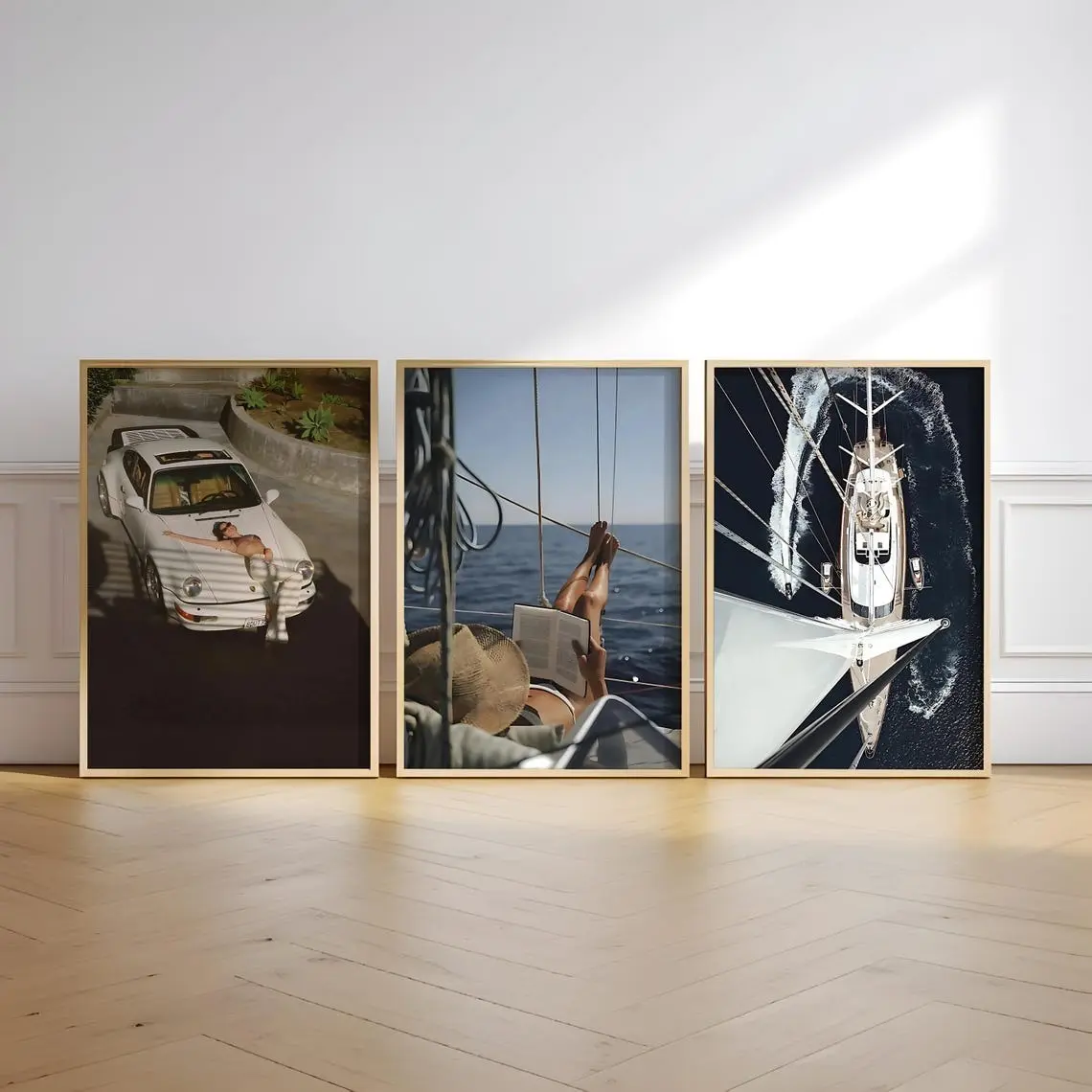 Vintage Fashion Poster Set of 3 Prints Luxury Printable Wall Art Designer Inspired Posters Trendy Hype Room Decor European Summer Travel Aesthetic