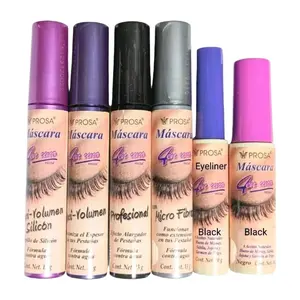 Prosa Viral 4 in 1 Mascara 6 Piece Ultimate Bundle - Microfibras Professional MaxiVolumen & MaxiVolumen Silicon Eyeliner Pink Complete Set