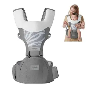 Baby Carrier Newborn to Toddler with Hip Seat Multifunction 4-in-1 Ergonomic Infant Carrier Ergonomic M Position Adjustable Removable Holder for 0-36 Months Grey