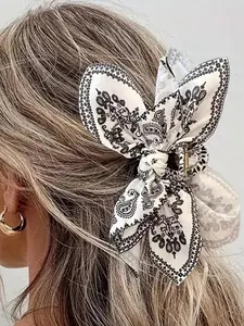 Women's Elegant Paisley Pattern Bowknot Design Hair Claw, Vintage Trendy Hair Claw, Fashionable Cute All-match Hair Accessories for Women & Girls Hair Clip