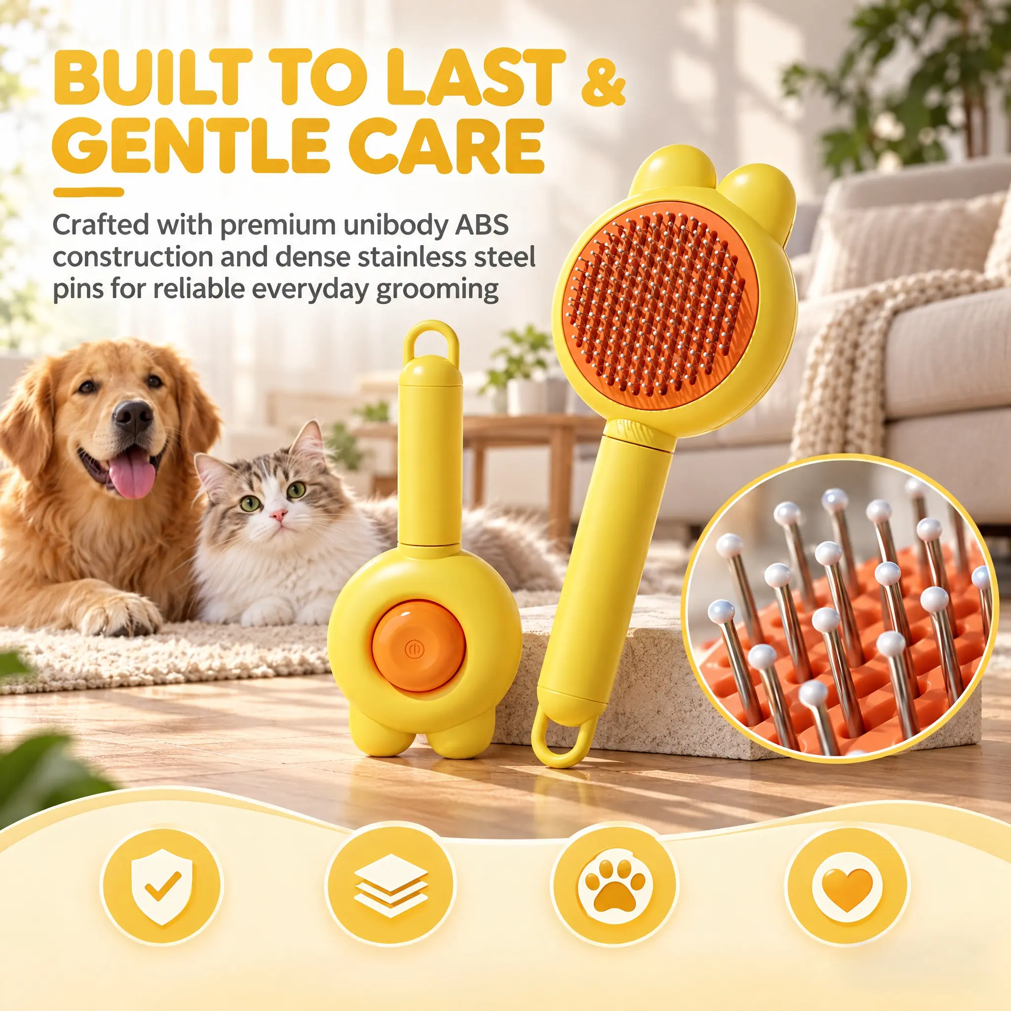 【2026 Newly Upgraded】Becvtoz Cat brush, cat comb,cat stuff,dog brush, comb for dogs,pet cleaning accessory pet comb for furry pets. Suitable for long cats and dogs. Removes loose hair and reduces shedding.Cat and dog deshedding brush cat stuff pet tools