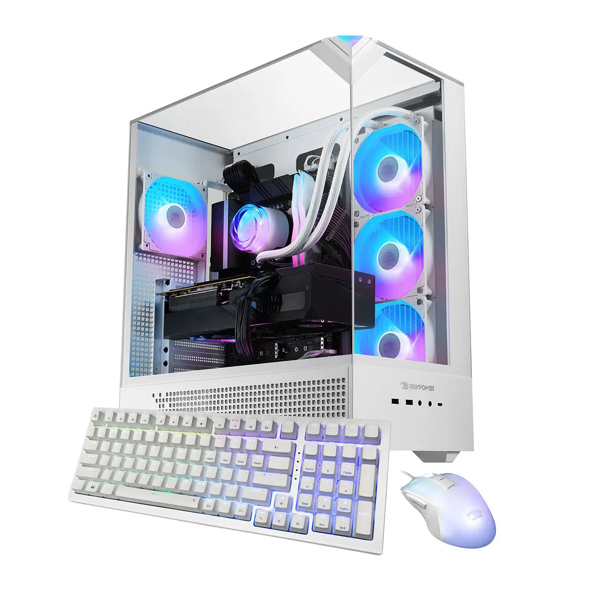 iBUYPOWER Element EWA9N5701 Liquid Cooled Gaming Desktop PC, AMD Ryzen 9 9900X 4.4GHz, 32GB RAM, 2TB SSD, NVIDIA GeForce RTX 5070 12GB, Windows 11 Home, White