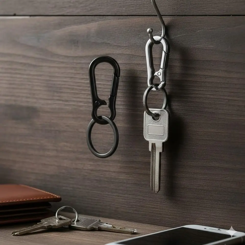 Ultimate Titanium Carabiner Keychain: Heavy-Duty Spring Lock, Tactical Key Organizer, EDC Essential. 3-Proof Design for Anti-Loss and Drop. Durable Aerospace Titanium for Climbing, Gym, Cycling. Great Gift for Men & Outdoor Enthusiasts.