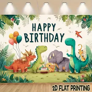 2D Flat Banners 1pc Watercolor dinosaur  Theme designfor parties, events and home decor, perfect for living rooms