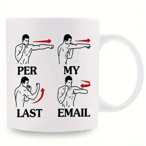 11oz Ceramic with "Per My Last Email" Funny Office Quote - Boxing Glove Design & Sarcastic Humor Gift Suitable for Coworkers, Dishwasher & Microwave Safe, Perfect for Coffee, Tea, Hot Drinks Office Or Funny Accent Mug