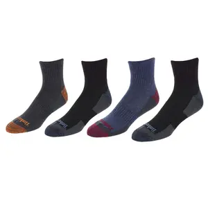 Timberland Men's Castleton Comfort Cushioned Quarter Socks (4 Pack), Ankle Socks