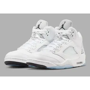 Men's/GS Air Jordan 5 Retro "White Metallic" HQ7978-103 Fashion Athletic Sneaker Spring Summer Shoes
