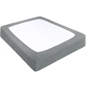 PiccoCasa Box Spring Cover Stretchy Fabric Wrap Around 4 Sides Bed Skirt Wrinkle Free for Home, Elastic Mattress Cover Fits Mattress Up to 14 Queen Cadet Grey