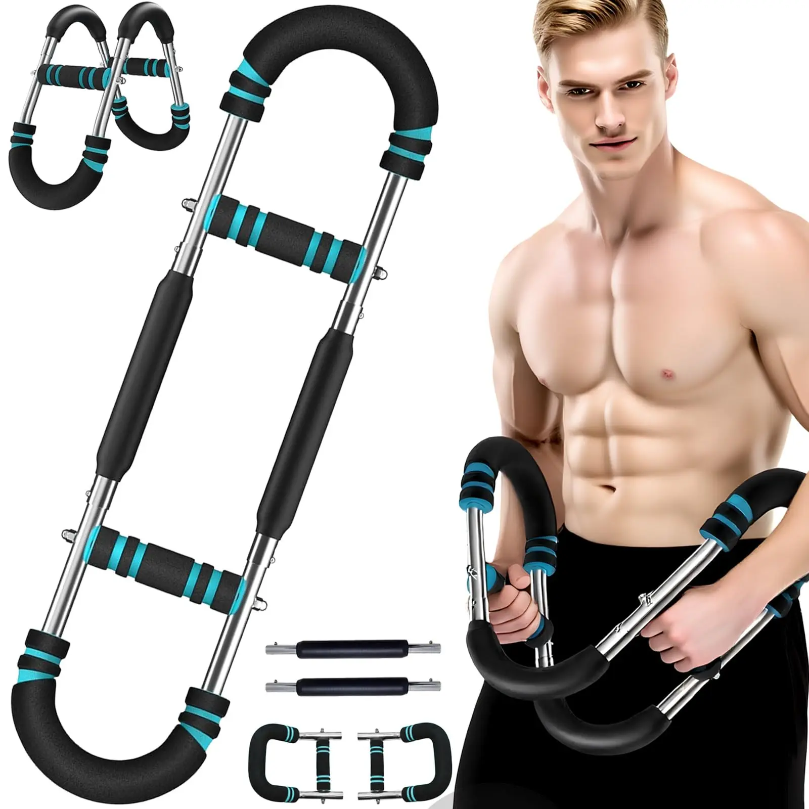 Twister Arm Trainer, Adjustable Resistance 60-110 lbs Chest and Arm Workout Equipment for Men and Women, Portable Home Gym Strength Trainer with Anti-Slip Handles