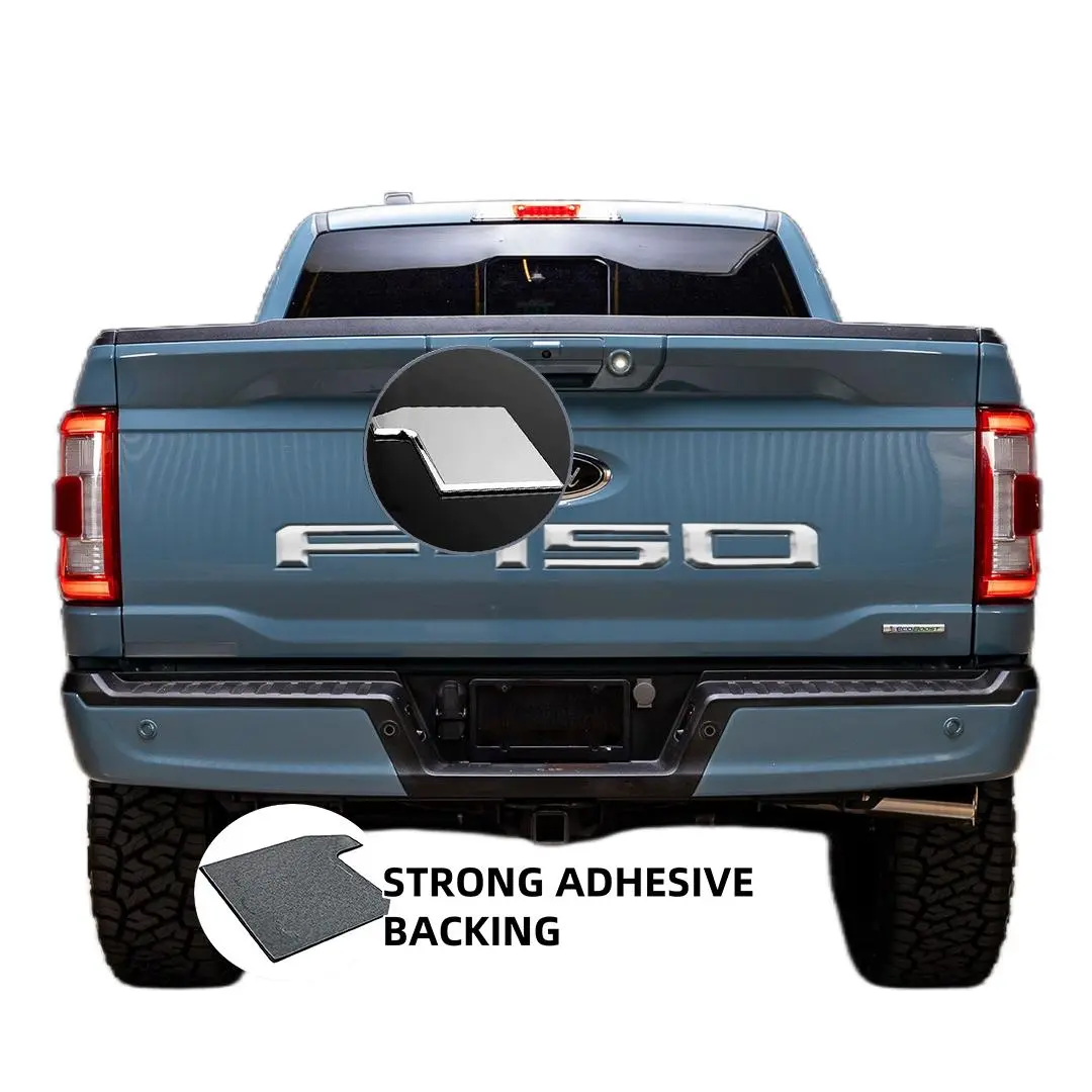3D tailgate letters badges exterior accessories Compatible for 2021 2022 2023 2024 truck decals 2025 Ford F-150 Accessories 3M Strong Adhesive Back Anti FadeCoating Chrome Silver Outdoor truck decals