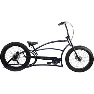 MICARGI BOMBITA-XLE 26-Inch Chopper-Style Stretch Cruiser Bike 7-Speed DISC Brake, Fat Tire Bike, Mens Bike, Complete Cruiser Bikes (Dark Blue) lowrider bikes