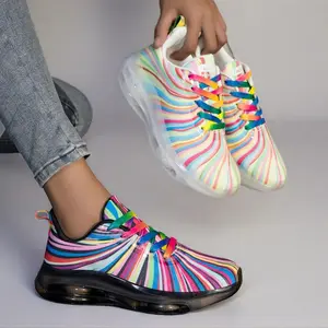 Women'S Lightweight Sneakers - Low-Top Lace-Up Gym Sneakers with Cushioned EVA Sole, Non-Slip Grip - All-Season Casual Shoes for Running, Everyday & Formal Events - Breathable Fabric Upper in PinkPurple/Orange/ - Easy-Clean Athletic Footwear