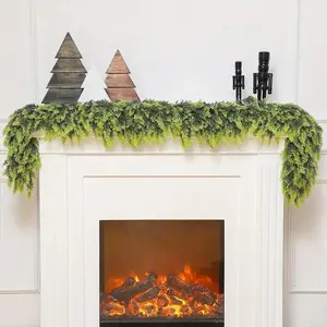 Christmas Cedar Garland 70.8" Full Realistic Greenery for Mantel Stairs & Holiday Decoration UV Resistant Colorfast Flexible for Creative Use - Door