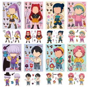 16pcs Fun DIY Mix-and-Match Face Stickers, Creative Activity Kit to Build Unique Cartoon Characters