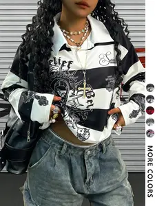 Street Style Vintage Saint Mary Striped Letter Print Hoodie, Fall Winter Fashion, Unisex Casual Pullover Sweatshirt, Multiple Colors Available