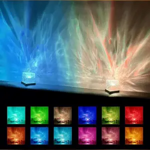 Ocean Wave Projector Light, 16-Color Luminorthe Cube Lamp, 3D Holographic Water Ripple Romantic Ambient Lighting for Child's Room, Meditation Relaxation, Night Light