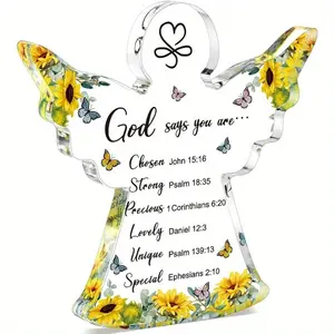 Acrylic Christian Gifts for Women Inspirational Gifts with Bible Verse Prayers Religious Gifts Scripture Gifts for Women Men Friends Mom Valentines Birthday Gifts (Sunflower Angel)