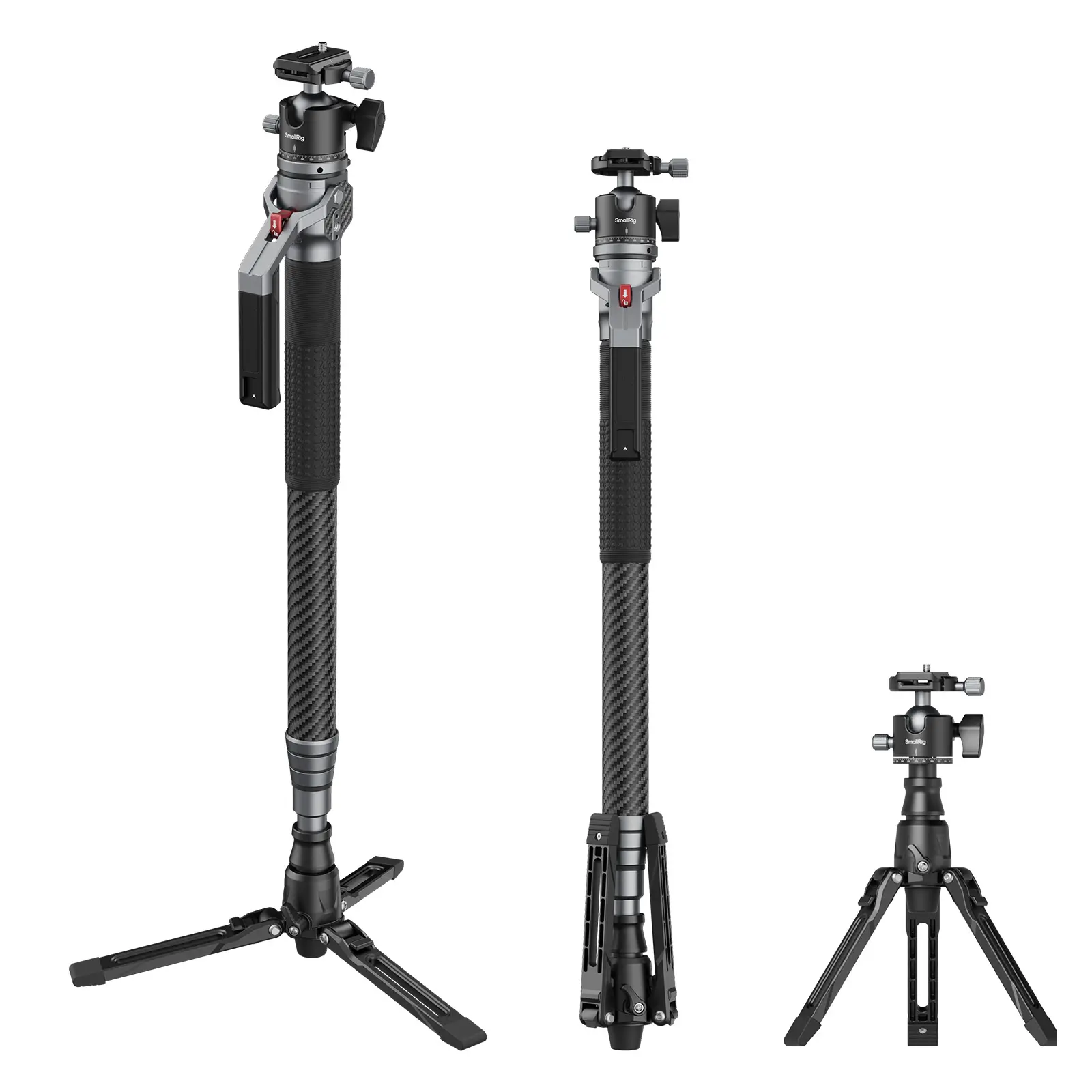 SmallRig 65.6"/ 166.5cm Carbon Fiber Ball Head Monopod for Camera One-Button Lift & Lock, Ball Head Max. Playload 5kg/ 11lb, Adjustable Height 27" - 65.6", Quick Release Plate for Acra