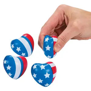 Mini Patriotic Heart Stress Toys - 24 Pc.