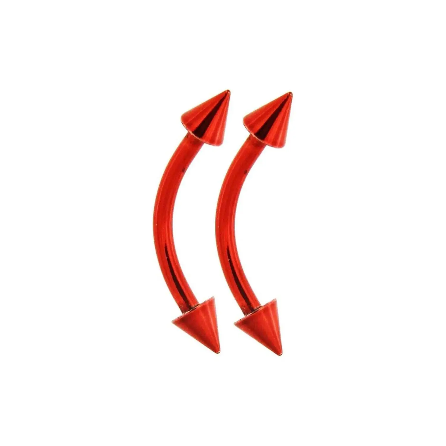 2PCS Surgical Steel Metallic Red 5/16" Eyebrow Piercing Jewelry Eyebrow Rings 16G Curved Barbell Spike Ends Snake Eyes Tongue Rings Cartilage Earring Daith Rook Bites Piercing for Women Men 8mm