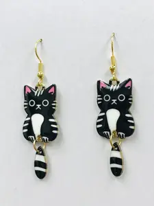black Cat wagging tail earrings black Cat wagging tail earrings